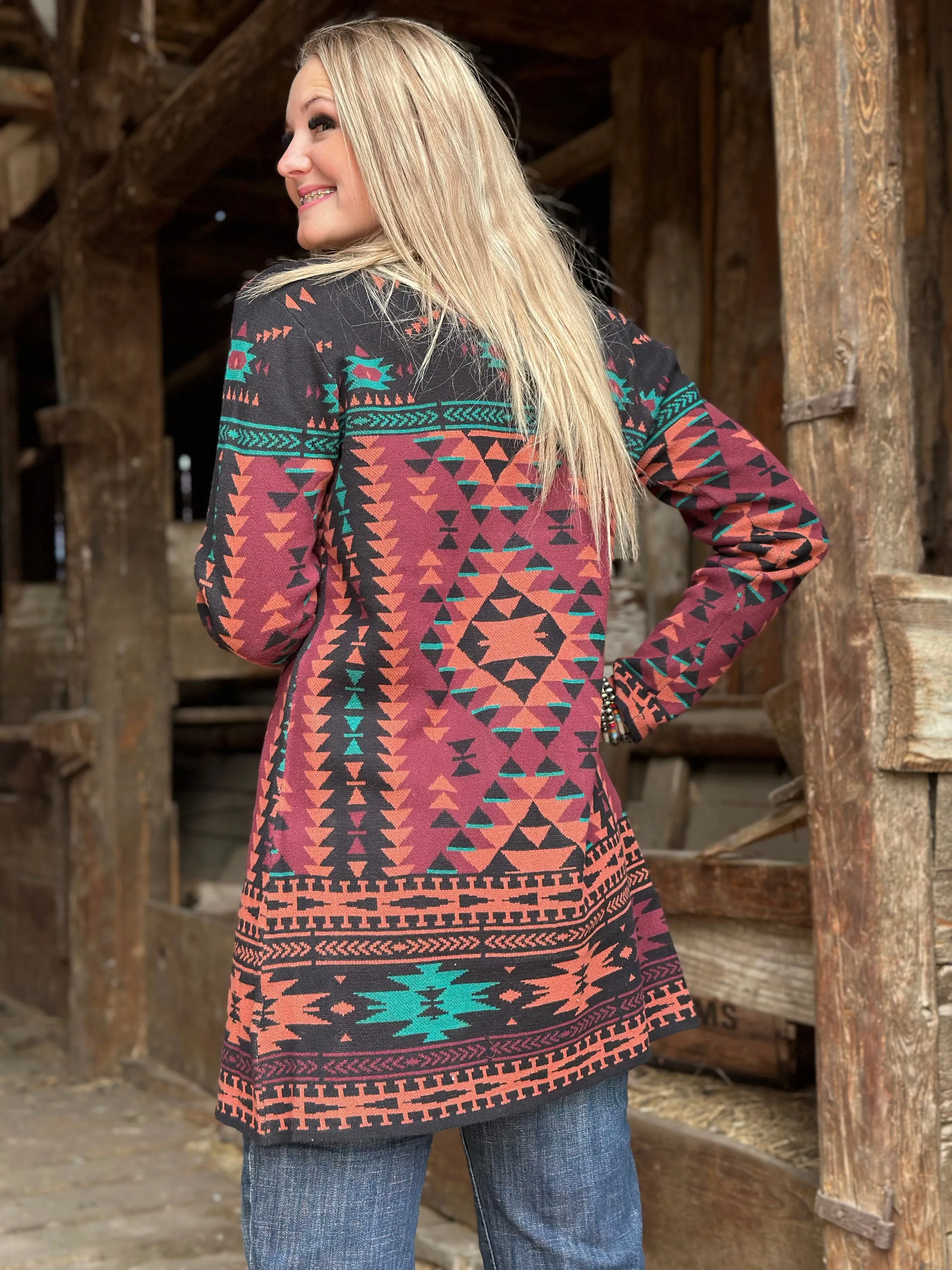 The Jackson Hole Aztec Concho Sweater Cardigan