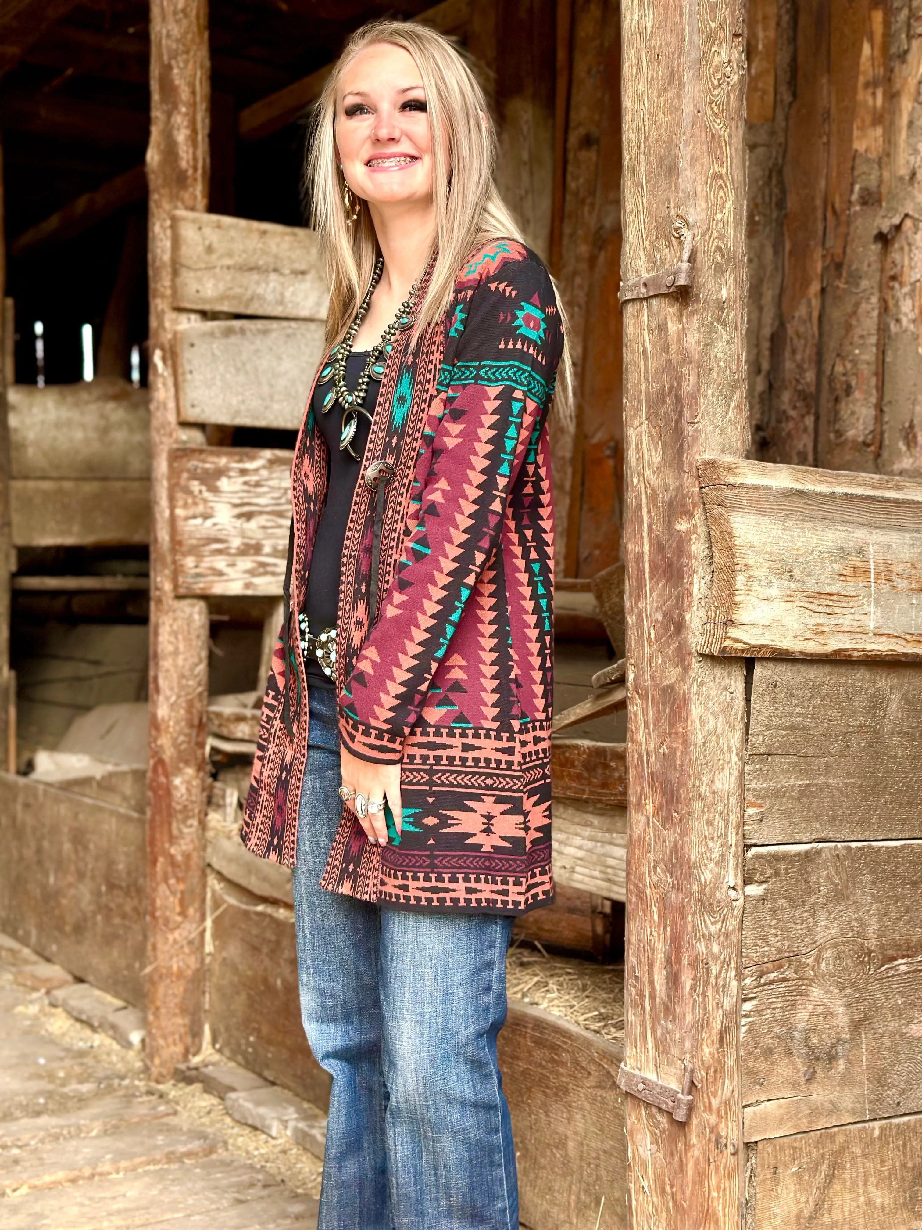 The Jackson Hole Aztec Concho Sweater Cardigan