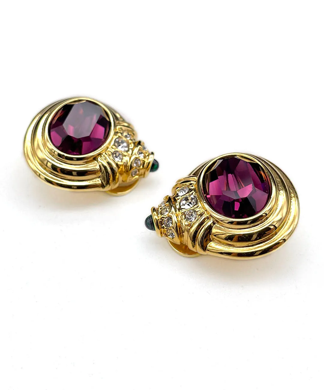 【USA輸入】ヴィンテージ NOLAN MILLER パープル ビジュー ピアス/Vintage NOLAN MILLER Purple Bijou Clip On Earrings