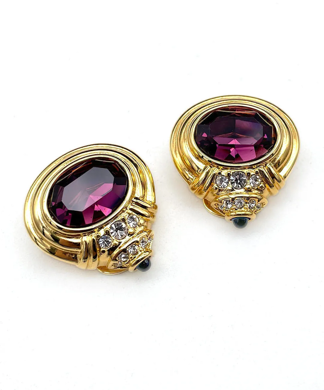 【USA輸入】ヴィンテージ NOLAN MILLER パープル ビジュー ピアス/Vintage NOLAN MILLER Purple Bijou Clip On Earrings