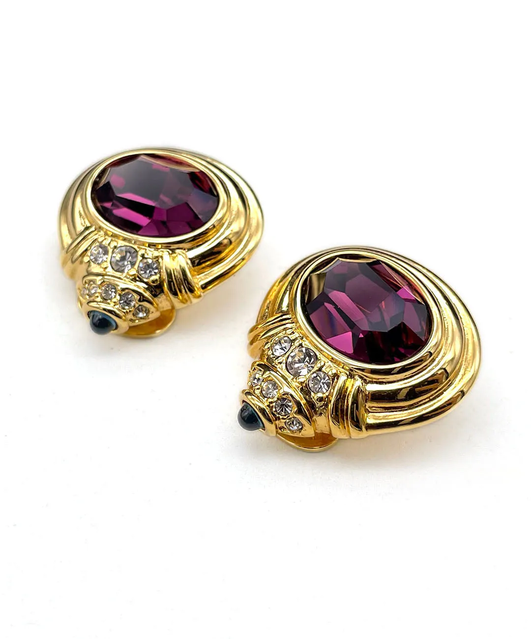 【USA輸入】ヴィンテージ NOLAN MILLER パープル ビジュー ピアス/Vintage NOLAN MILLER Purple Bijou Clip On Earrings