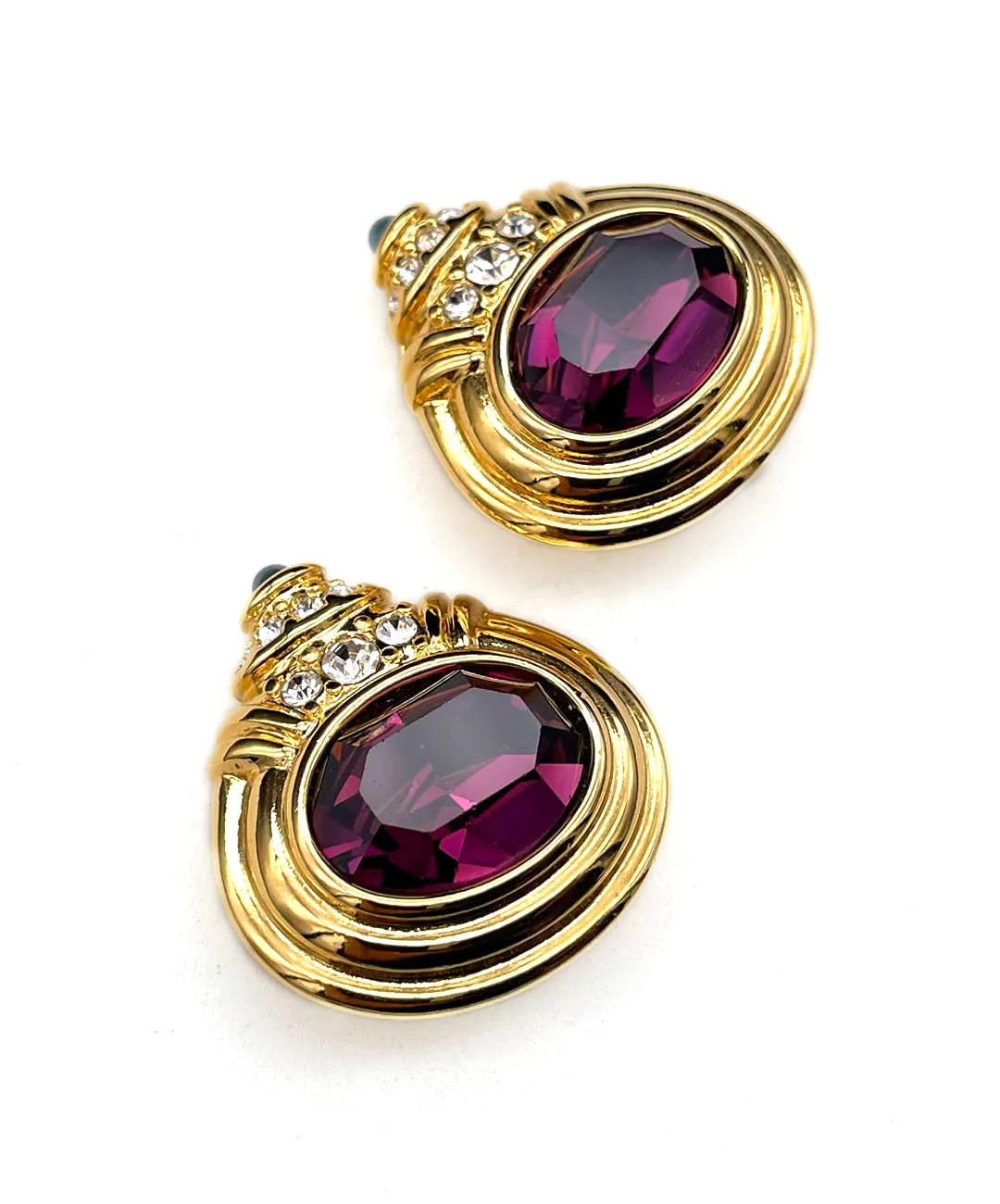 【USA輸入】ヴィンテージ NOLAN MILLER パープル ビジュー ピアス/Vintage NOLAN MILLER Purple Bijou Clip On Earrings