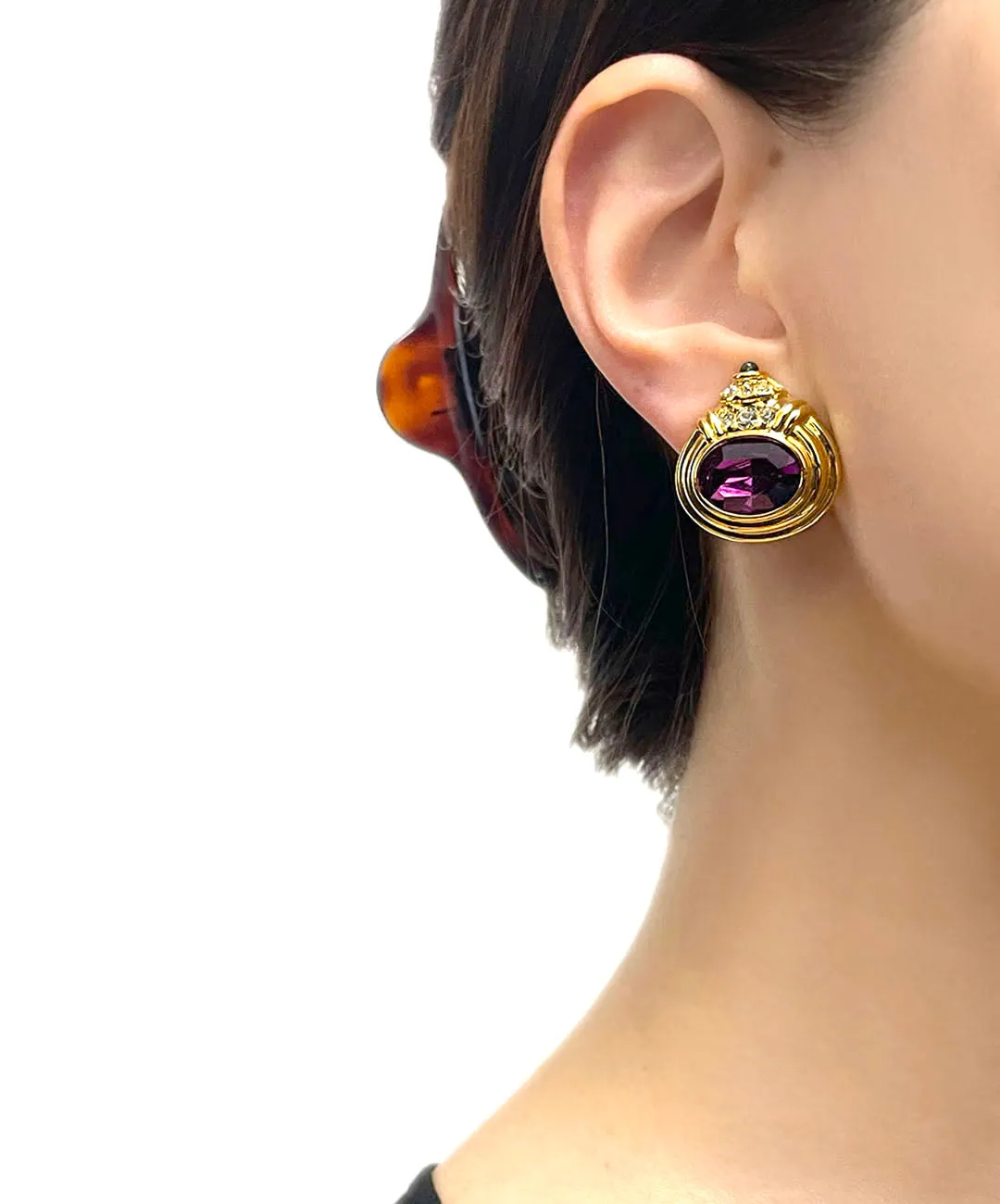 【USA輸入】ヴィンテージ NOLAN MILLER パープル ビジュー ピアス/Vintage NOLAN MILLER Purple Bijou Clip On Earrings