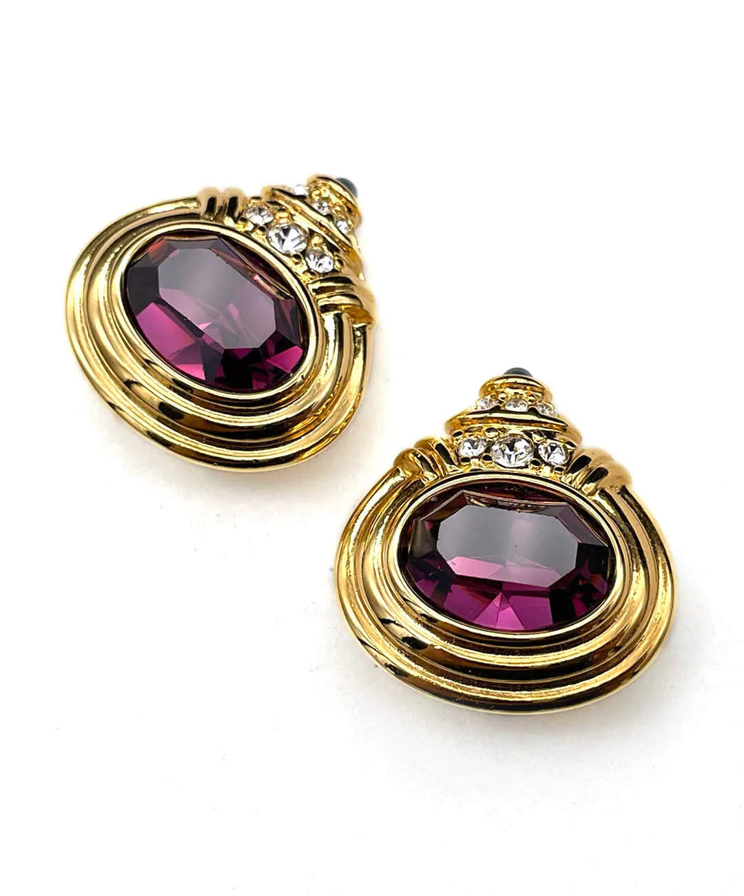 【USA輸入】ヴィンテージ NOLAN MILLER パープル ビジュー ピアス/Vintage NOLAN MILLER Purple Bijou Clip On Earrings