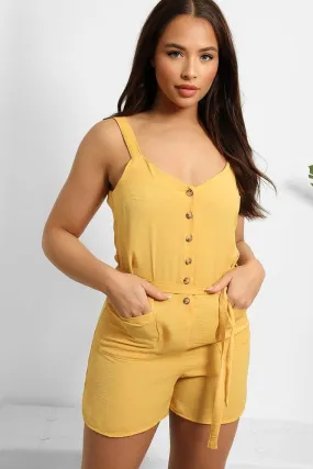 Yellow Button Down Front Playsuit