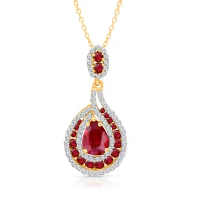 Yellow Gold Ruby & Diamond Heirloom Pendant