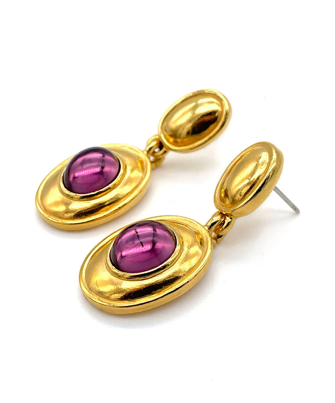 【フランス輸入】ヴィンテージ SPHINX for CAURA パープル カボション ピアス/Vintage SPHINX for CAURA Purple Cabochon Post Earrings